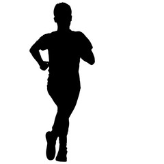 Black Silhouettes Runners sprint men on white background