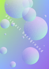 Holographic fluid with radial circles and halftone dots texture. Geometric shapes on gradient background. Modern template for poster, cover, banner, brochure. Minimal holographic fluid in neon colors