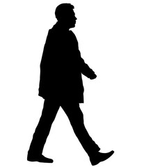 Silhouette of People walking on White Background