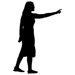 Silhouette of People walking on White Background