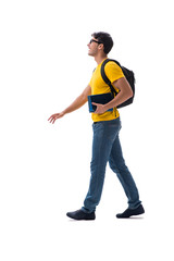 Young student with books isolated on white 