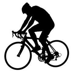 Fototapeta premium Silhouette of a cyclist male on white background