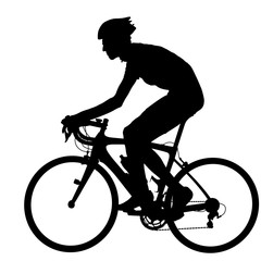 Obraz premium Silhouette of a cyclist male on white background