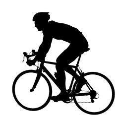 Silhouette of a cyclist male on white background