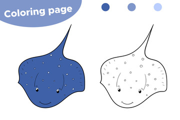 Coloring page for children. Cartoon electric stingray. Vector illustration