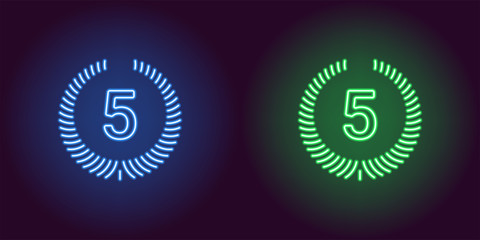 Neon icon of Blue and Green Fifth Place