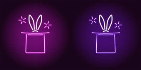 Neon icon of Purple and Violet Magic Hat