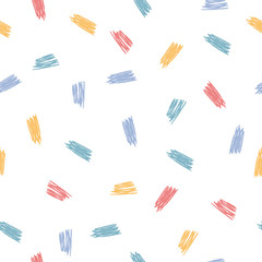 Colorful pattern with simple scribbles. Vector background, isolated.