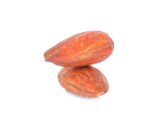 Almond seeds on white background