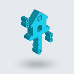 Obraz premium Real estate icon vector isolated on white background for your web and mobile app design, Real estate logo concept , isometric 3D icon