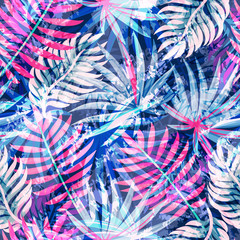 Seamless exotic pattern with abstract tropical plants. Vector modern design for paper, wallpaper, fabric, cover.