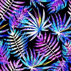 Seamless exotic pattern with abstract tropical plants. Vector modern design for paper, wallpaper, fabric, cover.