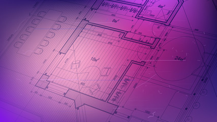 vector architectural plan - abstract architectural blueprint of a modern residential building / technology, industry, business concept illustration: real estate, building, construction & architecture