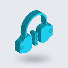 Headphones icon vector isolated on white background for your web and mobile app design, Headphones logo concept , isometric 3D icon