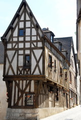 Ville de Chartres, vieilles maison à colombages du quartier historique, Eure et Loir, France