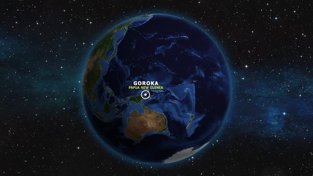 PAPUA NEW GUINEA GOROKA ZOOM IN FROM SPACE
