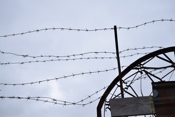 Barbed wire. Industrial landscape.