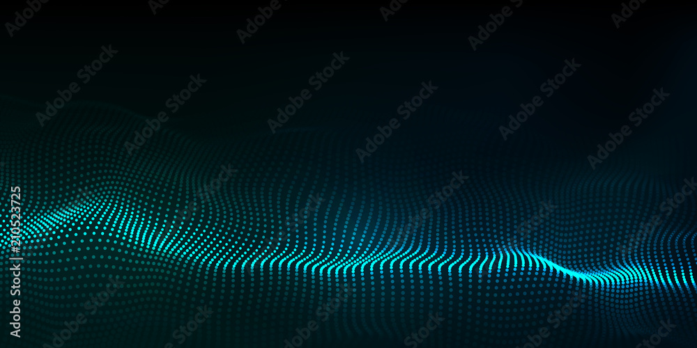 Poster big data. futuristic technology blue background. cyber technology. technology background. wave 3d.