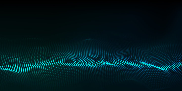 Big data. Futuristic technology blue background. Cyber technology. Technology background. Wave 3d.