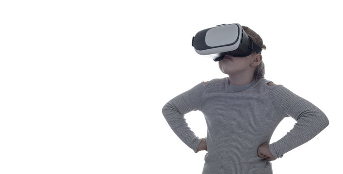 Emotional Girl Using a Virtual Reality Headset