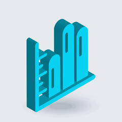 Bars chart icon vector sign and symbol isolated on white background, Bars chart logo concept , isometric 3D icon