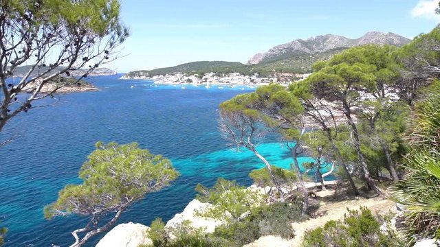 Beautiful sea view of coast in Sant Elm on Mallorca island, Mediterranean Sea Spain