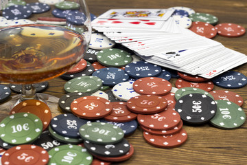 Poker chips card alcohol