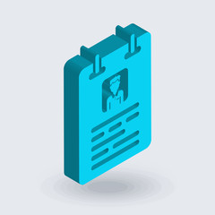 Curriculum icon vector sign and symbol isolated on white background, Curriculum logo concept , isometric 3D icon