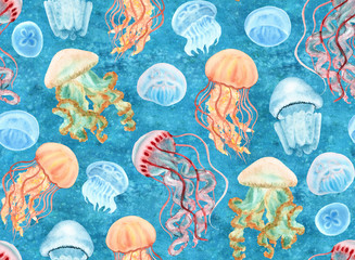Naklejka premium Jellyfish seamless