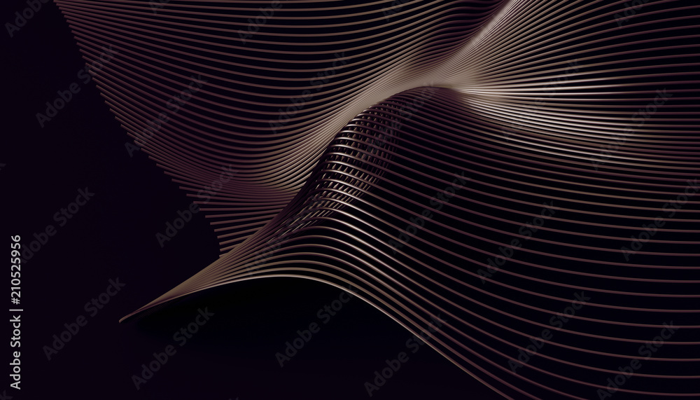 Poster abstract 3d rendering of smooth surface with lines. striped modern background design for poster, cov