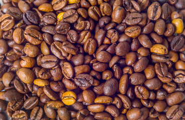coffee beans fried, close-up