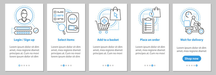 Naklejka premium Online shopping onboarding screen