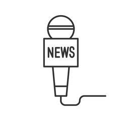 Microphone broadcasting news linear icon