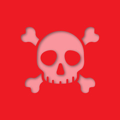 Skull and crossbones paper cut out icon