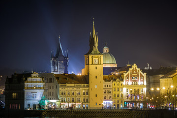 Fototapeta na wymiar Night streets of Prague. Prague, Czech Republic. 2014-01-05