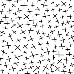Seamless pattern. Black crosses on a white background.