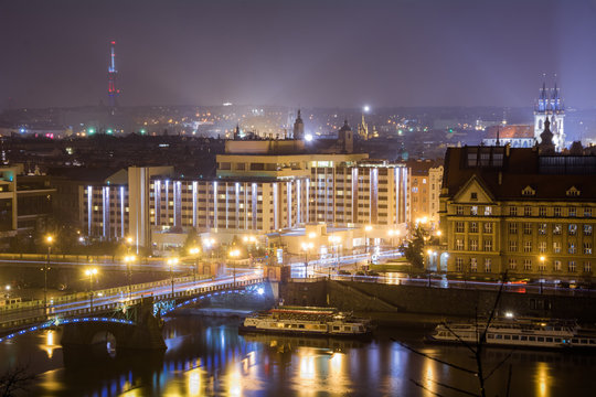 Night streets of Prague. Prague, Czech Republic. 2014-01-05