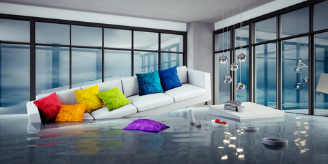 Überschwemmung im Wohnzimmer