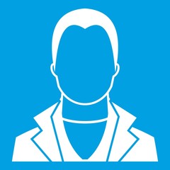 User icon white isolated on blue background vector illustration