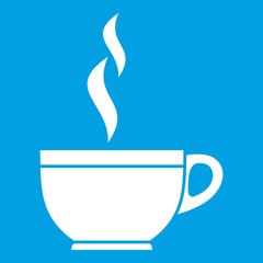 Glass cup of tea icon white isolated on blue background vector illustration