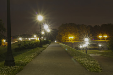 City Park At Night, Long Exposure Photography