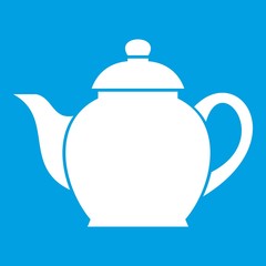 Teapot icon white isolated on blue background vector illustration