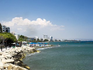 Fototapeta premium View of the colonnade along the sea, Limassol, Cyprus