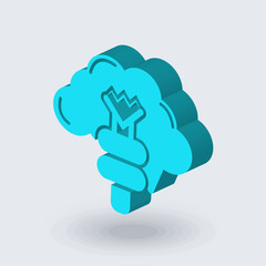 Idea icon vector sign and symbol isolated on white background, Idea logo concept , isometric 3D icon