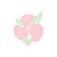Fototapeta premium Vector pink roses - pattern for continuous replicate on white background.