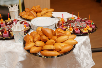 Desserts on banquet table