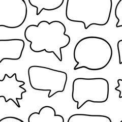 outline hand drawn speech bubble seamless pattern