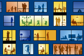 People in apartments