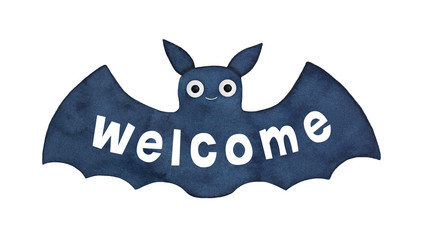 Obraz premium Cute little smiling water color bat silhouette and 