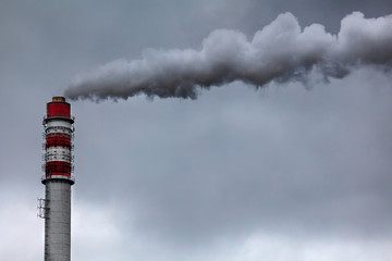 smoke from pipes of heat station